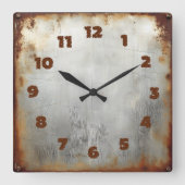 aged steel plate スクエア壁時計 (正面)