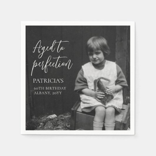 Aged to Perfection 60th Birthday Party Full Photo スタンダードカクテルナプキン (正面)