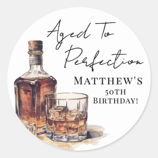 Aged To Perfection Birthday ラウンドシール (正面)