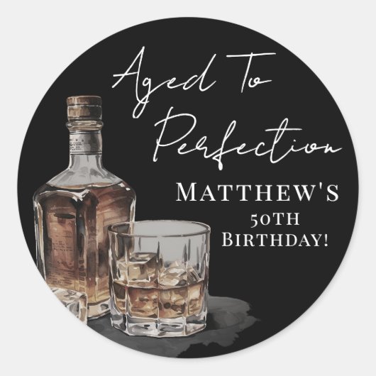 Aged To Perfection Birthday ラウンドシール (正面)