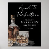 Aged To Perfection Birthday Party Welcome Sign ポスター (正面)