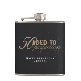 Aged to Perfection Black Vintage Whiskey Birthday フラスク