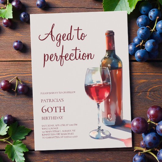 Aged to Perfection Elegant 60th Birthday Party 招待状