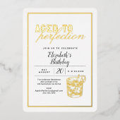 Aged to Perfection Gold Whiskey Birthday Party 箔招待状 (正面)