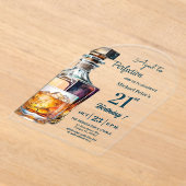 Aged to Perfection Men 21st Whiskey Birthday  アクリル招待状 (レイダウン)