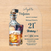Aged to Perfection Men 21st Whiskey Birthday  アクリル招待状 (正面)