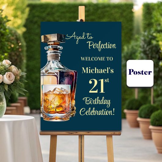 Aged to Perfection Men 21st Whiskey Birthday ポスター