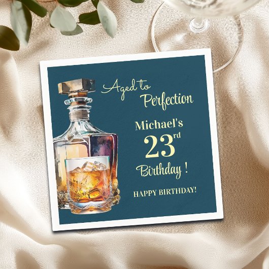 Aged to Perfection Men 23rd Whiskey Birthday スタンダードカクテルナプキン