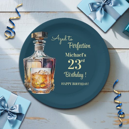 Aged to Perfection Men 23rd Whiskey Birthday ペーパープレート