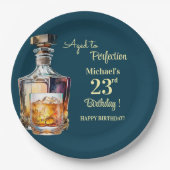 Aged to Perfection Men 23rd Whiskey Birthday ペーパープレート (正面)