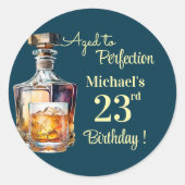 Aged to Perfection Men 23rd Whiskey Birthday ラウンドシール (正面)