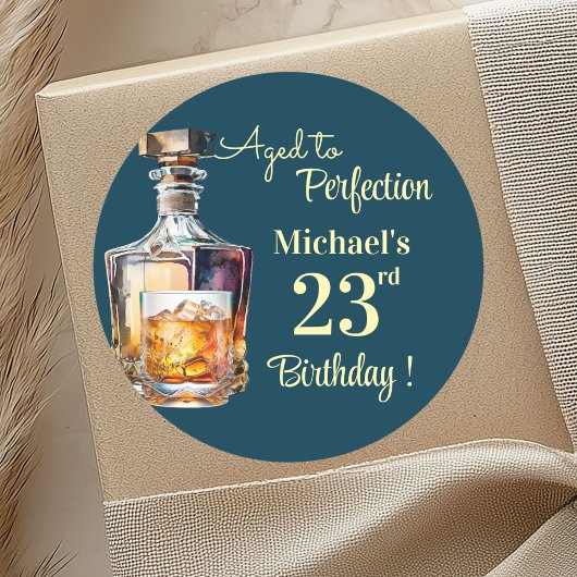 Aged to Perfection Men 23rd Whiskey Birthday ラウンドシール