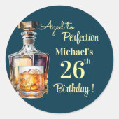 Aged to Perfection Men 26th Whiskey Birthday ラウンドシール (正面)