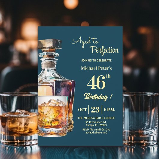 Aged to Perfection Men 46th Whiskey Birthday  招待状