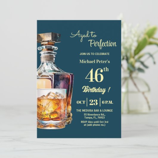 Aged to Perfection Men 46th Whiskey Birthday  招待状 (スタンド正面)