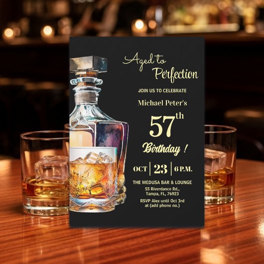 Aged to Perfection Men 57th Whiskey Birthday  招待状