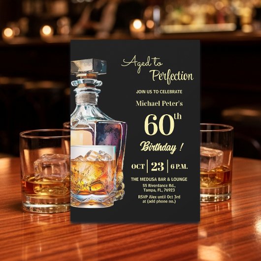 Aged to Perfection Men 60th Whiskey Birthday  招待状