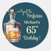 Aged to Perfection Men 65th Whiskey Birthday ラウンドシール (正面)