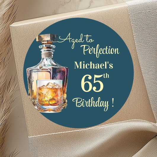Aged to Perfection Men 65th Whiskey Birthday ラウンドシール
