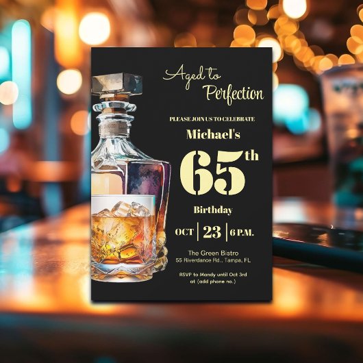 Aged to Perfection Men  65th Whiskey Birthday  招待状