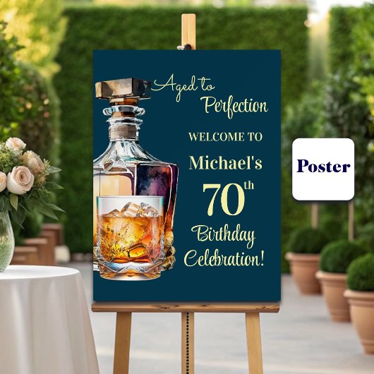 Aged to Perfection Men 70th Whiskey Birthday ポスター