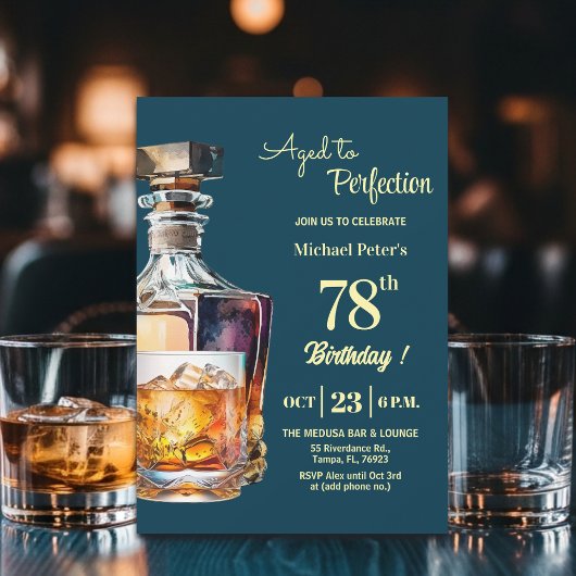 Aged to Perfection Men 78th Whiskey Birthday 招待状