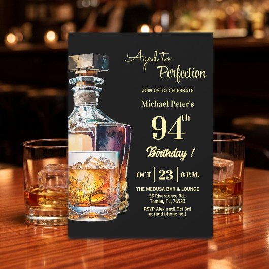 Aged to Perfection Men 94th Whiskey Birthday  招待状