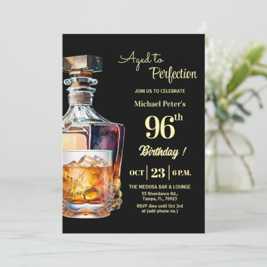 Aged to Perfection Men 96th Whiskey Birthday  招待状 (スタンド正面)