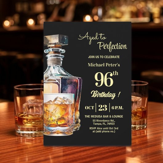 Aged to Perfection Men 96th Whiskey Birthday  招待状