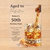 Aged To Perfection Men’s Birthday Party アクリル招待状 (正面)