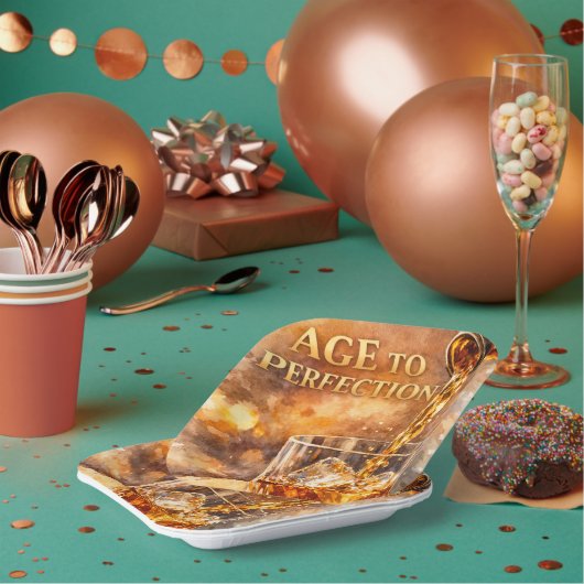 Aged To Perfection Men’s Birthday Party ペーパープレート (複数)