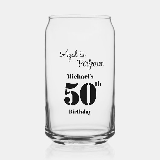 Aged to Perfection Men's 50th Birthday ガラス缶 (正面)