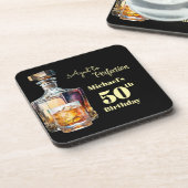 Aged to Perfection Men's 50th Whiskey Birthday  コースター (左側)