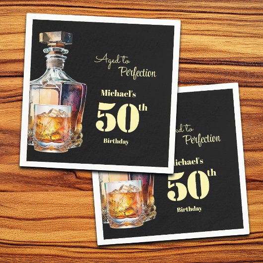Aged to Perfection Men's 50th Whiskey Birthday スタンダードカクテルナプキン
