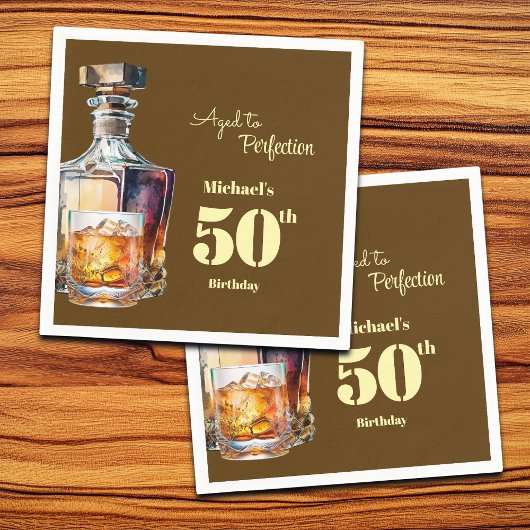 Aged to Perfection Men's 50th Whiskey Birthday  スタンダードカクテルナプキン