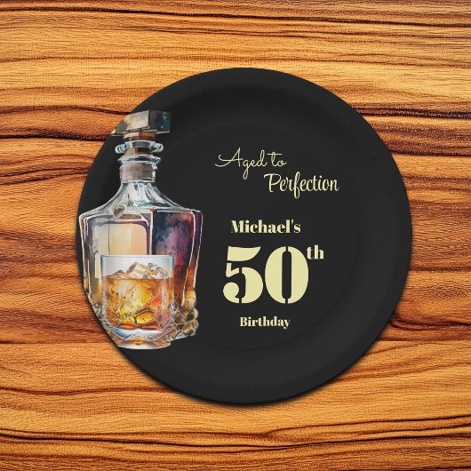Aged to Perfection Men's 50th Whiskey Birthday  ペーパープレート