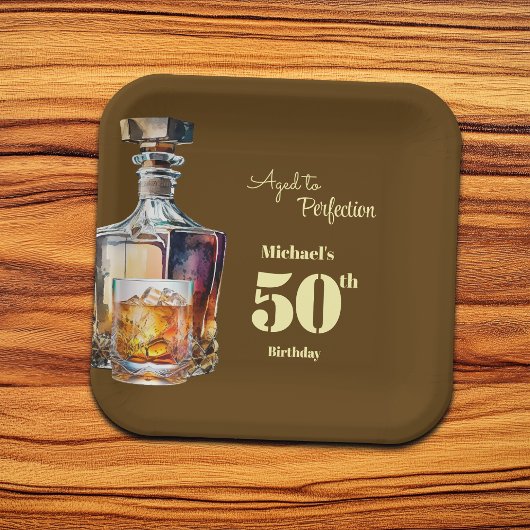 Aged to Perfection Men's 50th Whiskey Birthday ペーパープレート