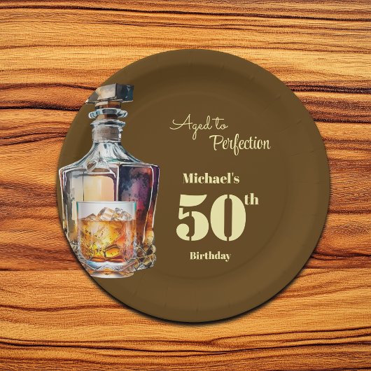 Aged to Perfection Men's 50th Whiskey Birthday ペーパープレート