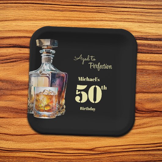 Aged to Perfection Men's 50th Whiskey Birthday ペーパープレート