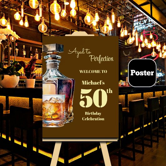 Aged to Perfection Men's 50th Whiskey Birthday ポスター