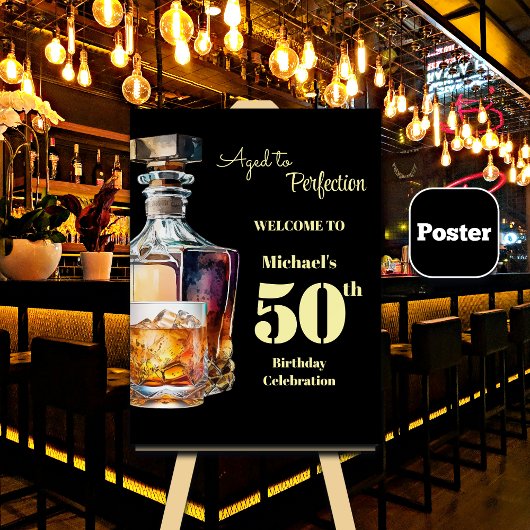 Aged to Perfection Men's 50th Whiskey Birthday ポスター