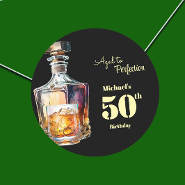 Aged to Perfection Men's 50th Whiskey Birthday  ラウンドシール