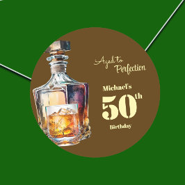 Aged to Perfection Men's 50th Whiskey Birthday  ラウンドシール