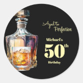 Aged to Perfection Men's 50th Whiskey Birthday  ラウンドシール (正面)