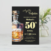 Aged to Perfection Men's 50th Whiskey Birthday 招待状 (スタンド正面)