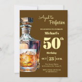 Aged to Perfection Men's 50th Whiskey Birthday 招待状 (正面)
