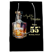 Aged to Perfection Men's 55th Whiskey Birthday  ミディアムペーパーバッグ (正面)