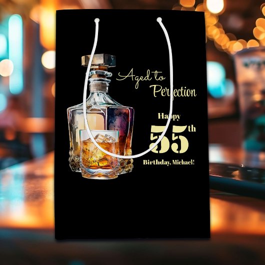 Aged to Perfection Men's 55th Whiskey Birthday  ミディアムペーパーバッグ