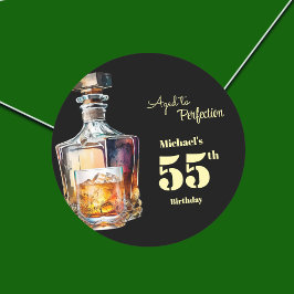 Aged to Perfection Men's 55th Whiskey Birthday  ラウンドシール