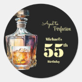 Aged to Perfection Men's 55th Whiskey Birthday  ラウンドシール (正面)